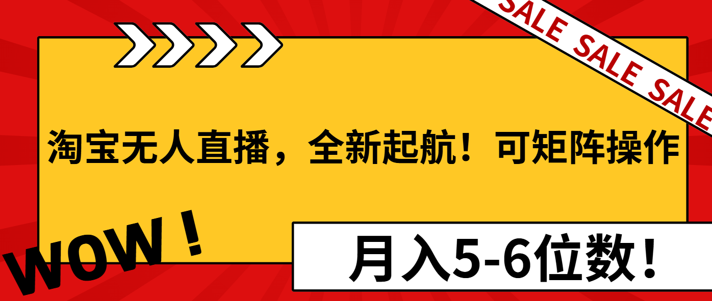淘宝无人直播，全新起航！可矩阵操作，月入5-6位数！-财创网